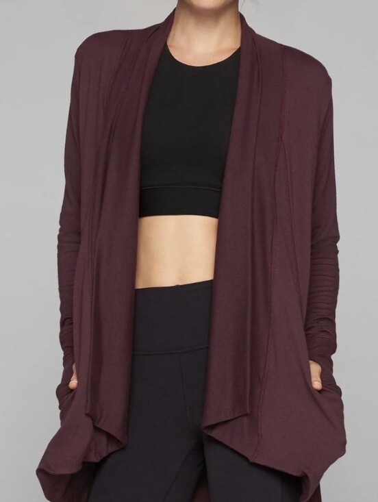 Athleta Sweaters - Athleta Pranayama Restore Wrap Open Cardigan Plum/Purple S Athleisure